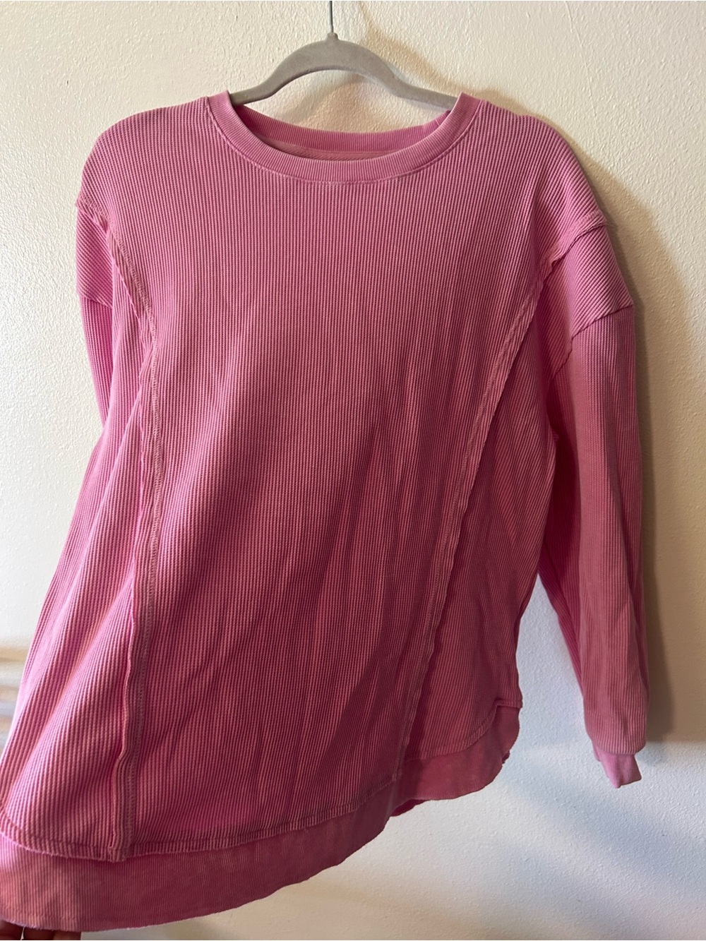 Sunnyside by Sundry pink waffle knit crewneck top - Picture 4 of 8